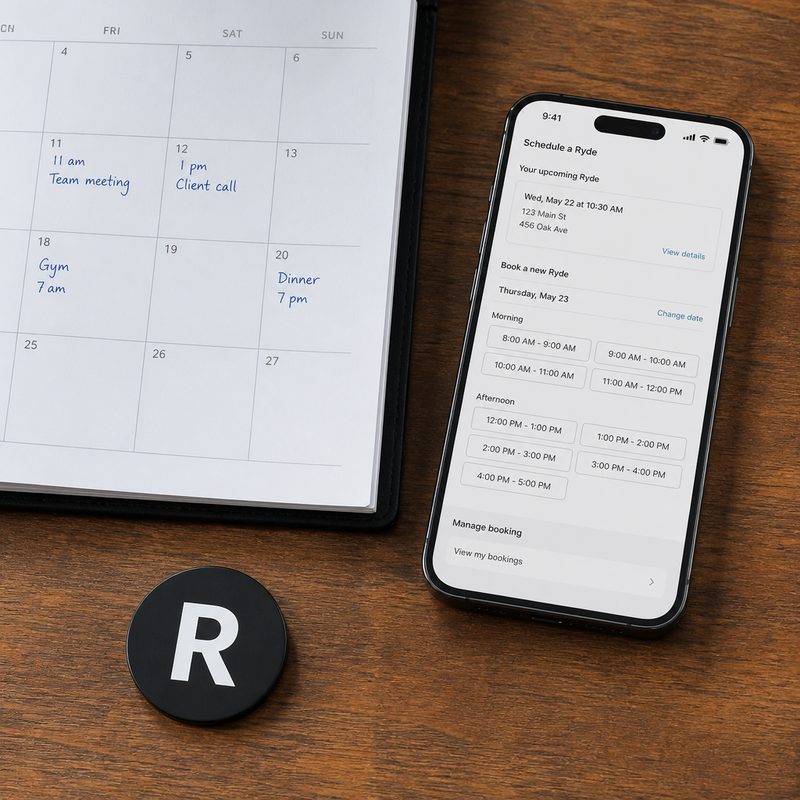 Phone showing bookable morning and afternoon service slots