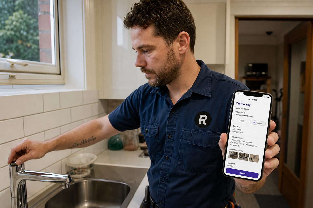 Provider on a job with a Ryde request showing Accept